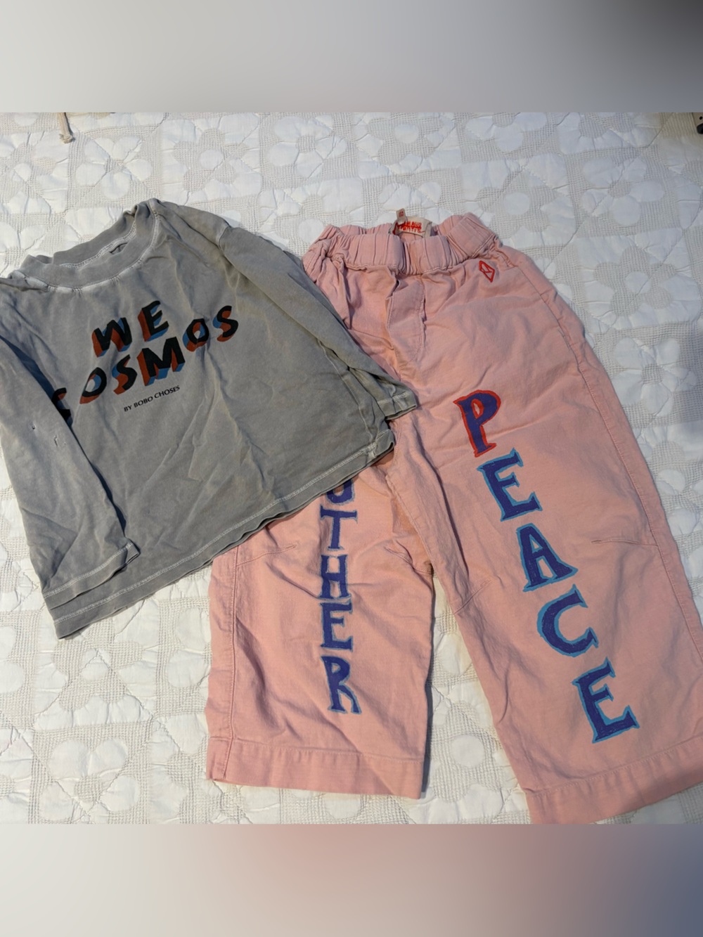 TAO Pink Graphic Elastic-Waist Bottom and Grey Tee